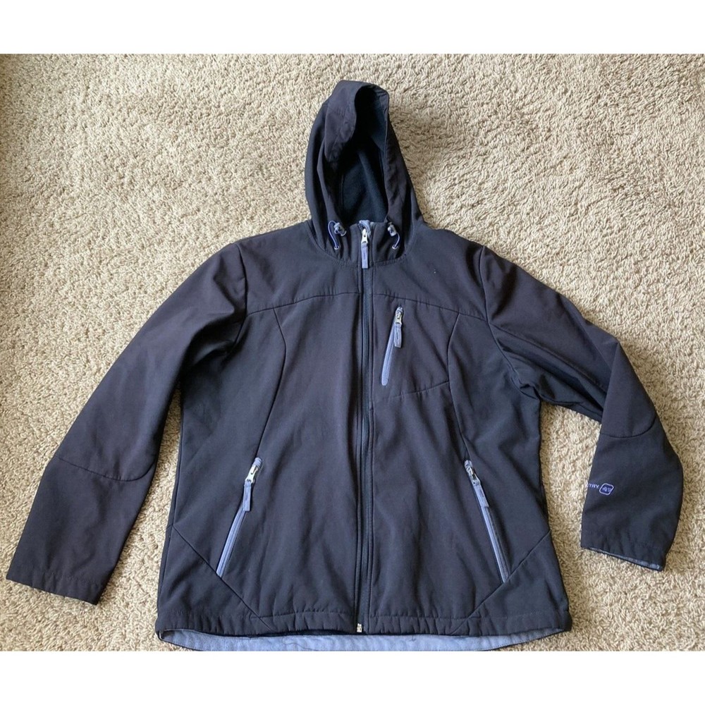 Free Country Jacket Women's XL Super Softshell Black Long Sleeve Fleece Lined